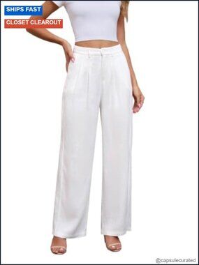 100% Linen Wide Leg Pants with Elastic Back Waist, Plus Size 3XL